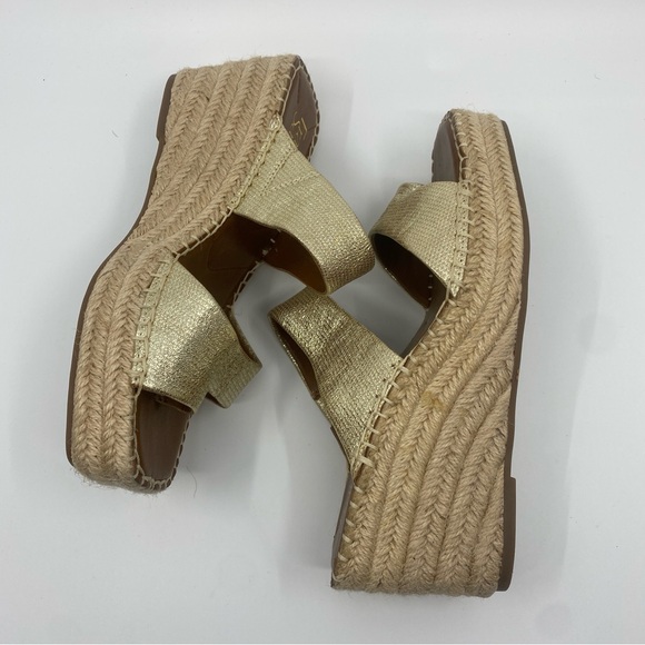 New Franco Sarto gold espadrille platform sandals 7.5 - Picture 6 of 10